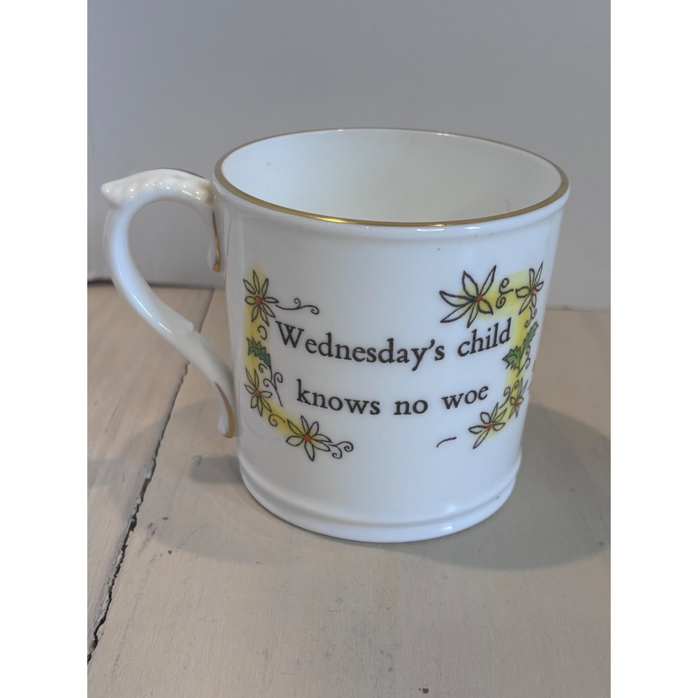 Royal Worcester Wednesday's Child Knows No Woe Bone China Mug Hand Painted